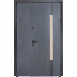 Вхідні двері вулиця Булат Термо Хаус, модель 705/431 – 1200 мм. Колір: темний антрацит/вулична білий атласний